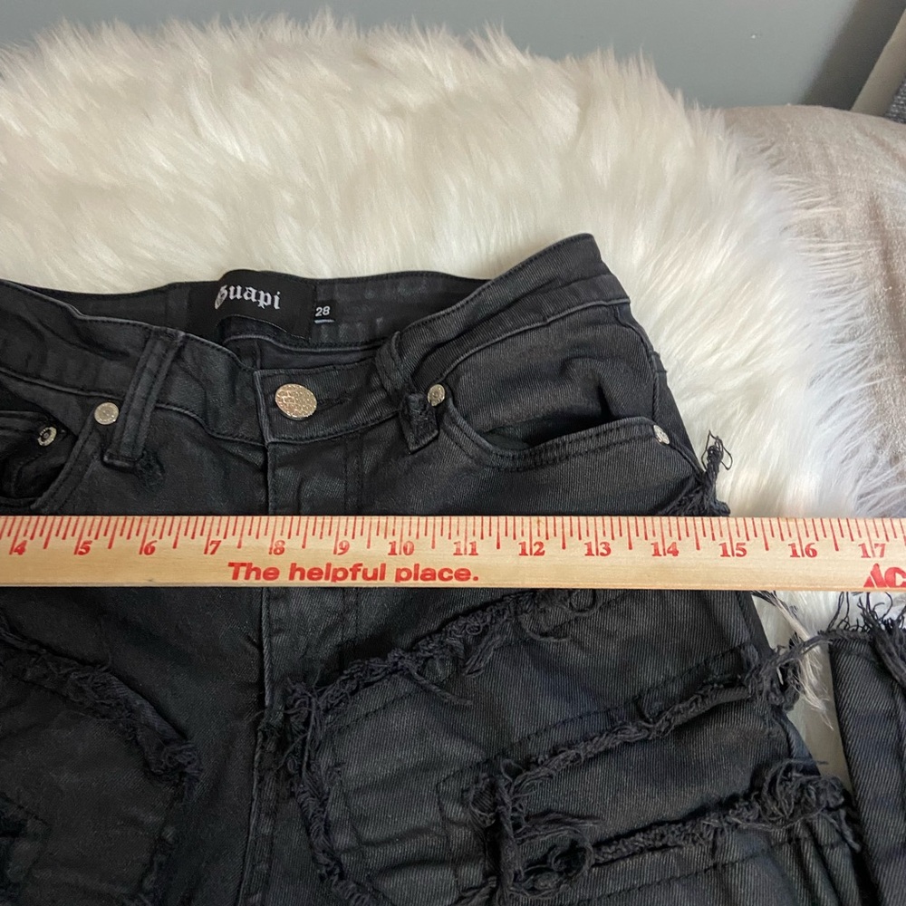 GUAPI Sz 28 Black Distressed and Stacked Women’s Skinny Jeans - Picture 6 of 14